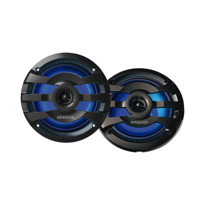 Par de altavoces fabricados en grado marinos en rejilla color negro de 6.5 con iluminación led, potencia máxima de 260 W