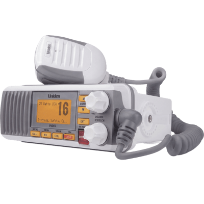 Radio Móvil Marino VHF / 25W / IPX4 / DSC Clase D con GPS / Pantalla LCD / Blanco