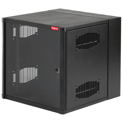 Gabinete AccessPlus de 12 UR Montaje en Pared de 19in, Rieles Numerados y Roscados #10-32, Puerta con Ventana de Seguridad, 600 mm de Ancho, 762 mm de Profundidad, 12 UR, Color Negro