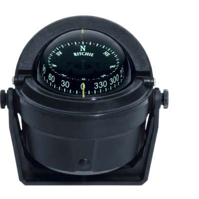 Brújula de Navegación Marítima Ritchie Voyager B-81R / Montaje en Bracket / CombiDial 3 (76 mm) / Iluminación NiteVu Verde / DirectiveForce Magnets / Escudo Solar Móvil / 100% Reparable