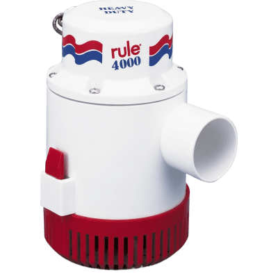 Bomba de Achique Sumergible Rule 56D / 4,000 GPH / 12V CD / Máxima Capacidad / Ejes de Acero Inoxidable / Protección Térmica TCO / Certificación CE e ISO 8849
