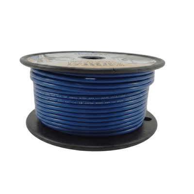 Cable Eléctrico Color Azul Calibre 14 / UL 1015-1230 / 600 Voltios / Temperatura 105°C Seco 75°C Húmedo / Cobre Estañado Clase K / Aislante PVC Retardante de Llama VW-1 / Resistente a Humedad Abrasión Ácido Combu