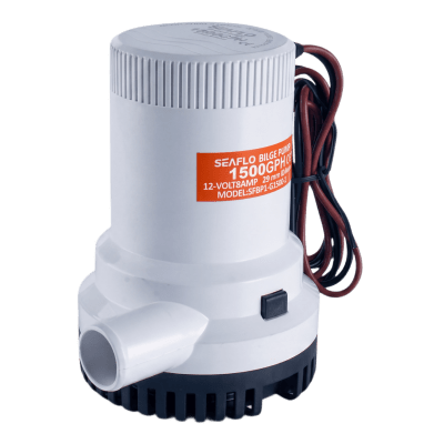 Bomba de Achique Sumergible SEAFLO SFBP1-G1500-01 / 1,500 GPH (5,678 LPH) / 12V CD / No Automática / Alta Eficiencia / Filtro Extraíble / Bajo Consumo / Para Panel o Interruptor de Flotador