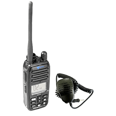 Radio Portátil Marino TXM52 / Sumergible IP67 / Luz Activada por Agua / NRC Reducción de Ruido / Dual-Watch / 5W de Potencia / Incluye Micrófono de Mano