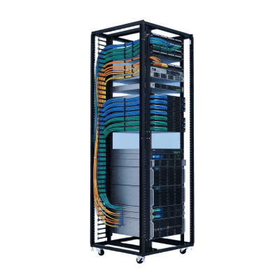 Organizador Vertical de Cables para Rack 45 UR (79 in) / Acero Negro RAL 9005 / Sección 95x208 mm (3.7x8.2 in) / Capacidad 726 Cables / Dedos cada 1.75 pulg / ProLine S1 HOFFMAN