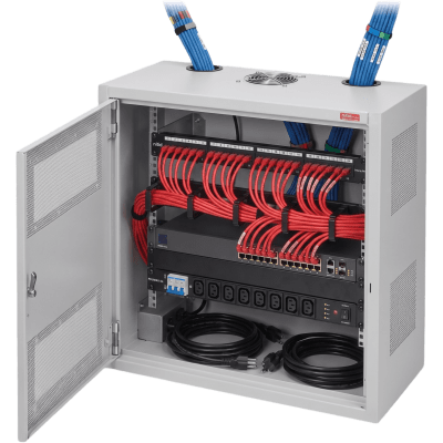 Gabinete Rack Horizontal D-Box 4U / Perfil Bajo 48x24x8 in / Acero RAL 7035 / Puerta 120° / Retail y Puntos Públicos