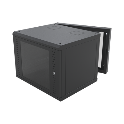 Gabinete Abatible de Pared (Con Marco Trasero) con Rack 19 de 12 Unidades. Ventana de Cristal Templado.