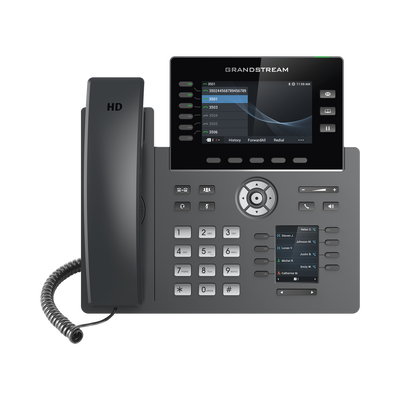 Teléfono IP Wi-Fi, Grado Operador, 6 líneas SIP con 6 cuentas, pantalla a color 4.3, puertos Gigabit, Bluetooth, PoE, codec Opus, IPV4/IPV6 con gestión en la nube GDMS