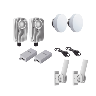Kit de 2 radios C6X con 2 antenas de (12 dBi), rango de frecuencia extendida (4.9 a 6.4 GHz), incluye inyector POE, cable de alimentación y 2 FLEXIMOUNT-XL para alineación