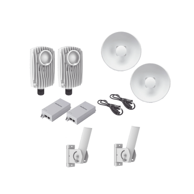 Kit de 2 radios C6X con 2 antenas de (25 dBi), rango de frecuencia extendida (5.1 a 6.4 GHz), incluye inyector POE, cable de alimentación y 2 FLEXIMOUNT-XL para alineación