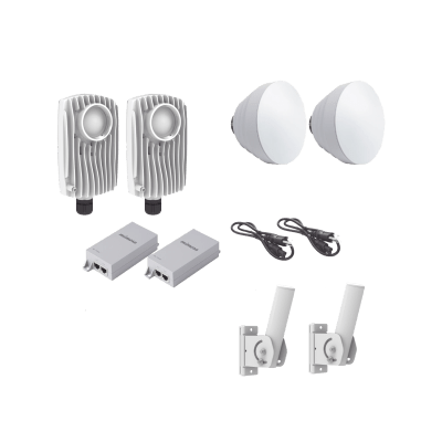Kit de 2 radios C6X con 2 antenas de (16 dBi), rango de frecuencia extendida (5.1 a 6.4 GHz), incluye inyector POE, cable de alimentación y 2 FLEXIMOUNT-XL para alineación