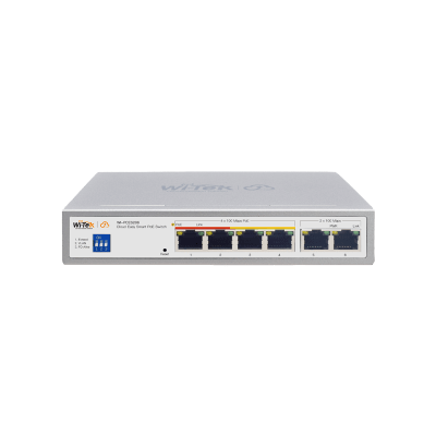 Switch PoE / Administración en la nube / Con 4 puertos 10/100 Mbsp PoE af/at / 2 Puertos Uplink 10/100 MBPS / Presupuesto 60 W / PoE hasta 250 metros / Soporta protocolo ONVIF