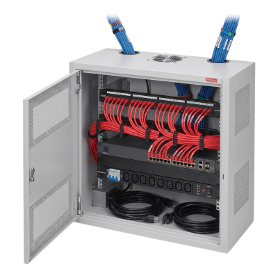 Gabinete Rack Horizontal D-Box 6U / Perfil Bajo 1219 mm x 610 mm x 313 mm / Acero RAL 7035 / Puerta 120° / Retail y Puntos Públicos