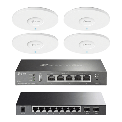 Kit de Iniciación en redes OMADA / 1 Router / 1 Switch TL-SG2210P / 4 Punto de Acceso EAP613