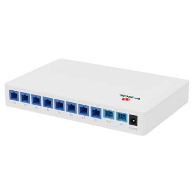 Splitter Activo 1x8 para Alimentación de 8 Dispositivos POF, 1 Puerto de cascadeo para continuidad, puertos SC/UPC