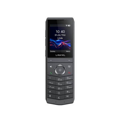 Teléfono IP Wi-Fi Portátil / Pantalla Color 2.4 240x320 / Wi-Fi 6 Dual-Banda / Bluetooth 5.0 / Batería 3000mAh 13h Talk / Video H.264 4CIF / Resistencia Caídas 1.8m (5.9 ft) / Conferencia 6 Vías / USB Type-C