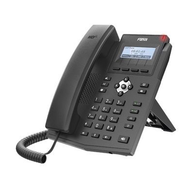 Teléfono IP empresarial para 2 lineas SIP con pantalla LCD, Puertos Gigabit, Códec Opus, conferencia de 3 vías, PoE.