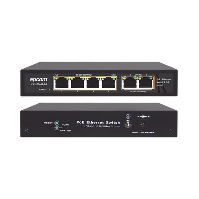 Switch PoE / 100 Metros PoE / 4 puertos 802.3af /at 10/100/1000 Mbps + 2 puerto uplink