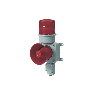 Combinación de baliza LED color roja con sirena electrónica para aplicaciones de la industria pesada máx.114 dB a 220 VCA