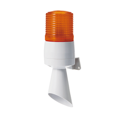 Luz de Señal con Buzzer Incorporado a 95 dB , LED Fijo e Intermitente, color Ámbar a 110 VCA
