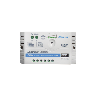 Controlador Solar PWM / 10A / 12/24V / Puerto USB / Indicadores LED / Tierra Positivo Común