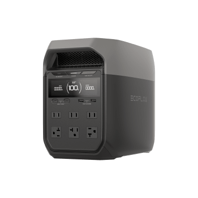 Estación de Energía Portátil Delta 3 1024Wh Litio LFP / 6 AC 1800 W (Max. 2600W con X-Boost) / 4 USB-C 100W / Capacidad para Aumentar Respaldo / Cargador de Coche 10A a 12.6V / Conectividad WiFi y Bluetooth (App) / Carga Solar 500W Max.