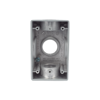 Caja Condulet FS de 1 (25.4 mm ) con tres bocas una arriba y una atrás a prueba de intemperie.