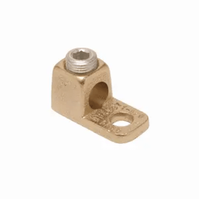 Conector de Cobre con tornillo de fijación para cable calibre 14 - 4 AWG y Tornillo de 1/4.