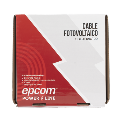 Cable Fotovoltaico Rojo/ Cobre Estañado / 4 mm² (12 AWG) / 2000V / Rollo de 100 m / / UL 4703 y TUV
