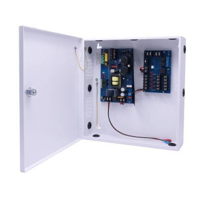 Fuente de Poder con Respaldo para Control de Acceso AL1012FC / 12VDC @ 10A / 8 Salidas Independientes / Conversión 115VAC a 12-24VDC / Batería de Respaldo 40Ah / Interfaz FACP / Supervisión AC y Batería / Montaje en Pared