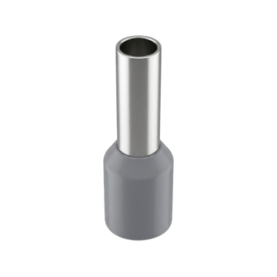 Conector Ferrule | 12AWG | 4mm² | Conductor Latón Estañado | Aislamiento PVC Gris | 25 Piezas por Bolsa