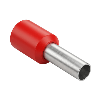Conector Ferrule | 18AWG | 1.0 mm² | Conductor Latón Estañado | Aislamiento PVC Rojo | 25 Piezas por Bolsa