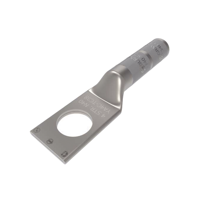Zapata Terminal de Compresión BURNDY para Tornillo de 1/4 y Calibre 4 AWG /Cañón Largo.