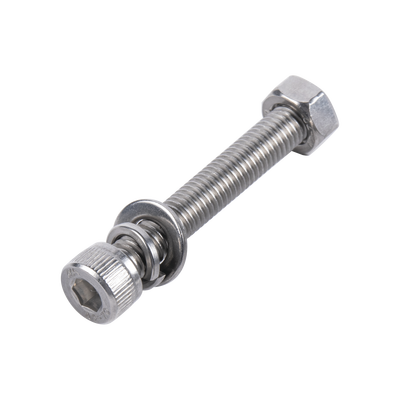 Tornillo Allen Milimétrico de Acero Inoxidable M8-1.25 x 50/ Incluye Tuerca, Arandela Plana y Arandela Presión / Para Montajes de Módulos Solares / Bolsa con 6 piezas.