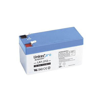Batería de respaldo 12V | 1.2 Ah | AGM | Especial para seguridad electrónica | UPS | Sistemas de Emergencia | Vida útil 5 años | Terminales F1 + Adaptador F2