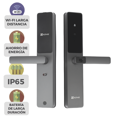 Cerradura Inteligente / Wi-Fi / Bluetooth / Códigos Temporales Para Visitantes / Lectura de Huella / Lectura de Tag / Contraseña / Botón para Timbrar / Apertura Remota / Alarma Anti-intrusión / No Requiere HUB