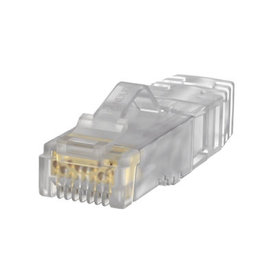 Plug RJ45 Cat6A, Para Cable UTP de Calibre 23-24 AWG, Chapado en Oro de 50 Micras, Paquete de 100 Piezas