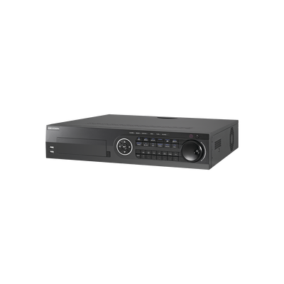DVR 16 Canales TurboHD + 8 Canales IP / 3K / 5 Megapixel / 8 Bahías de Disco Duro / 16 Entradas de Audio Fisicas (Microfono por Separado) / Audio por coaxitron / Acusense / 16 Entradas de Alarma / POS / H.265+