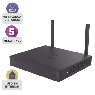NVR Inalámbrico (WiFi) de 8 Canales IP / Admite Cámaras hasta 5 Megapixel (3K) / Salidas HDMI y VGA / H.265 / Almacenamiento Expandible hasta 8 TB