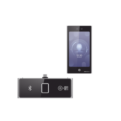 Terminal Facial Min Moe WiFi con pantalla de 7 y Lector de Huellas, Códigos QR y Bluetooth / Exterior IP65 / 10,000 rostros y 50,000 tarjetas / Soporta módulo lector de Huella, QR y Bluetooth / HIK-IA