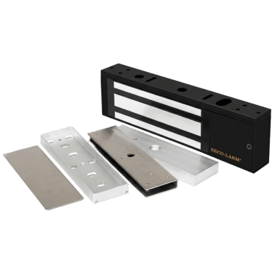 Kit Para Control de Acceso Incluye Chapa Magnética de 1200 Lbs Color Negro / Montaje En U Para Puerta de Cristal / Uso Interior / Certificación UL / Diseño Elegante