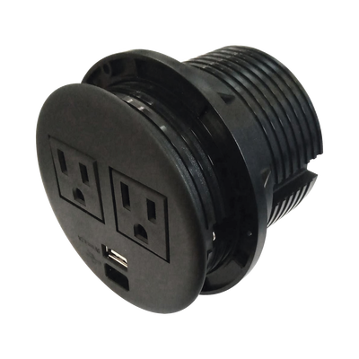 Multicontactos Empotrable Doble/ USB A & C, Color Negro, No Incluye Cable de Poder (11000-83604)