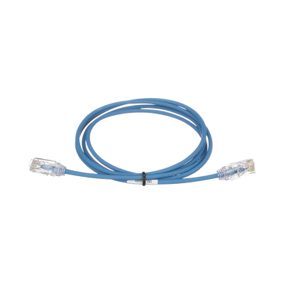 Cable de Parcheo TX6, UTP Cat6, Diámetro Reducido (28AWG), Color Azul, 0.61 Metros (2 Pies)